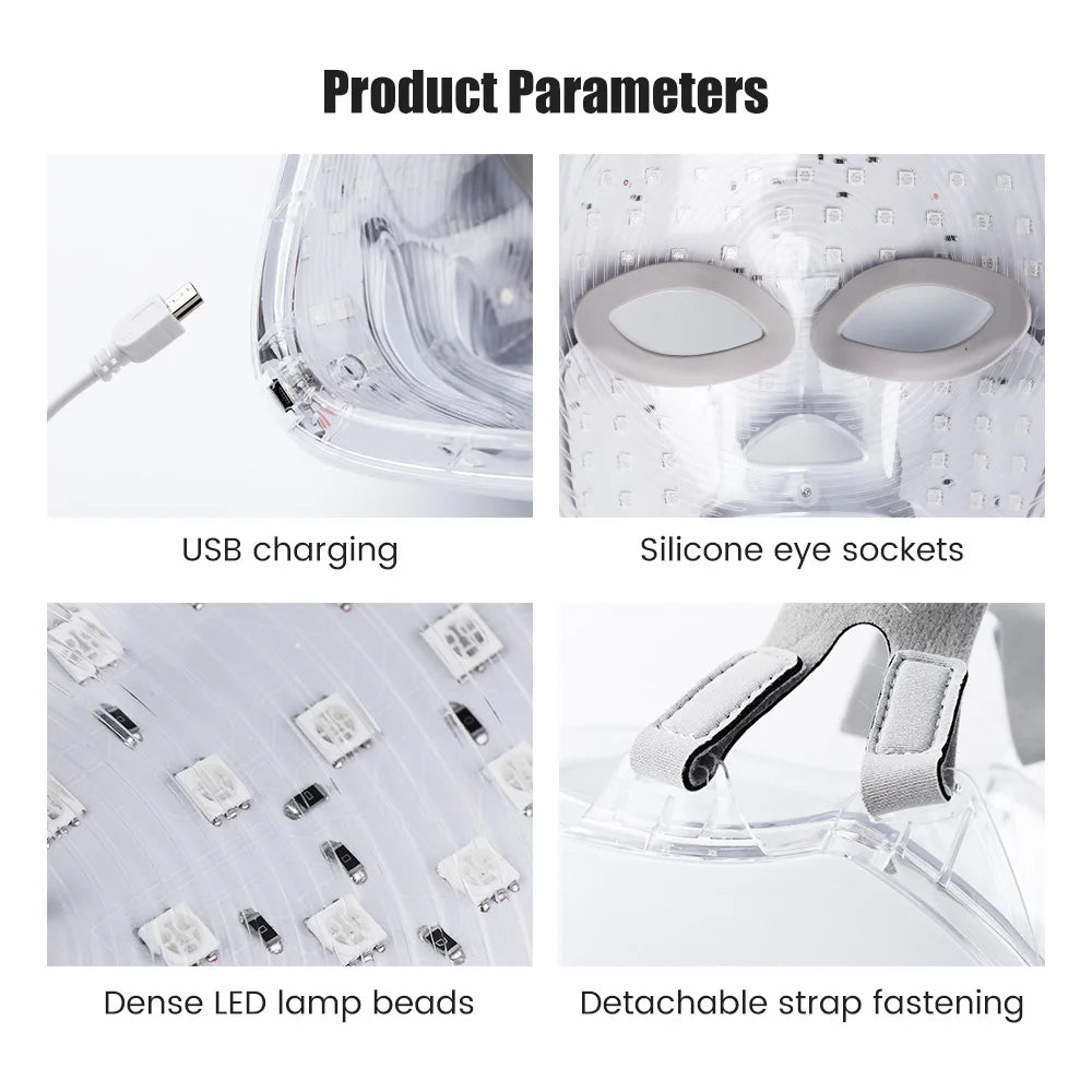 7-1 Colors LED Facial Skin Care Mask,Red Light Mask for Face