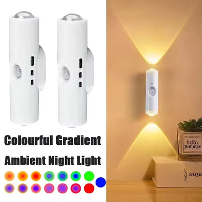 Smart RGB Gradient Night Light Magnetic Motion Sensor Rechargeable Wall Lamp