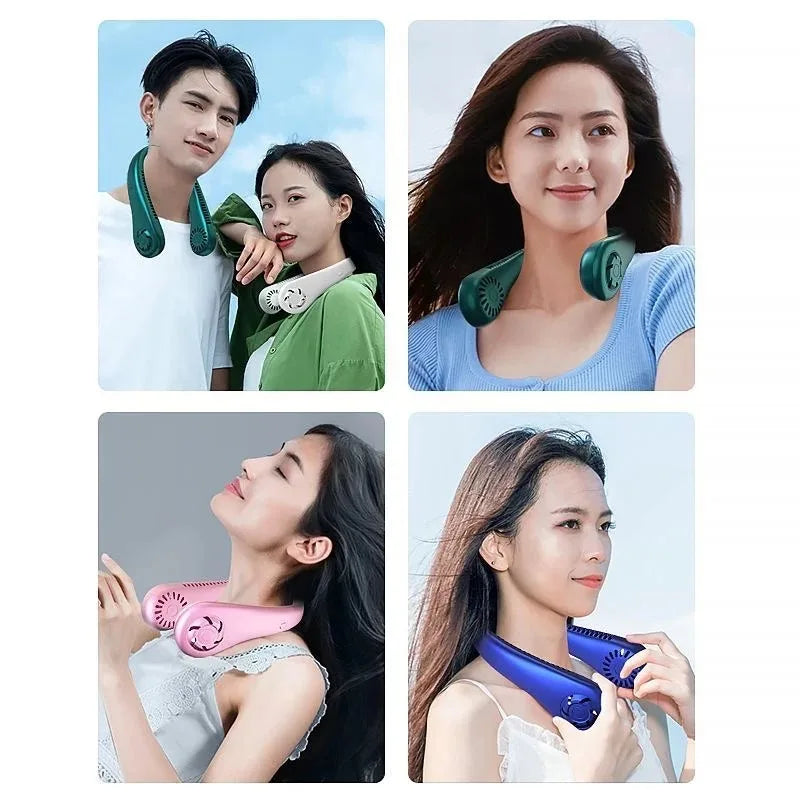 New Mini Neck Mounted Fan Portable Bladeless Neck Rechargeable Air Cooler