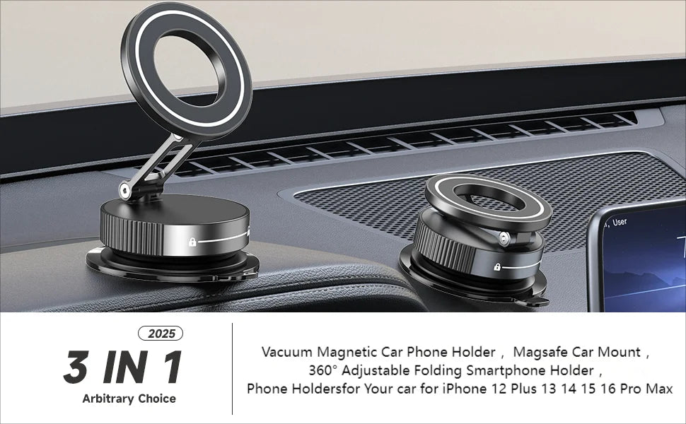 Magnetic Suction Cup Phone Mount for Magsafe 360° Adjustable Magnetic Car Phone Holder