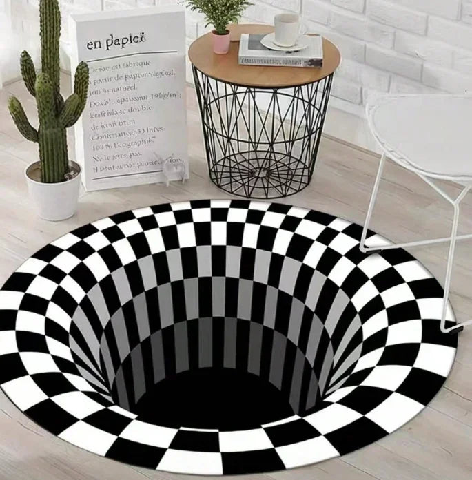 Round Carpet Mat New 3D Visual Illusion Spiral Rug