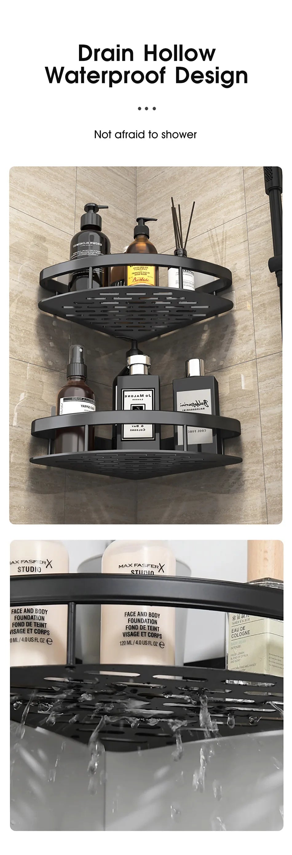 Bathroom Storage Rack  Wall Mount Corner Shelf