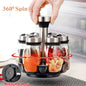 1/7pcs Spice Jar Set Rack Glass Organizer Rotating