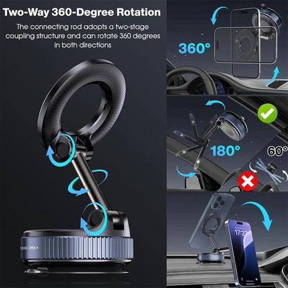 Magnetic Suction Cup Phone Mount for Magsafe 360° Adjustable Magnetic Car Phone Holder