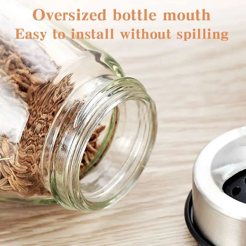 1/7pcs Spice Jar Set Rack Glass Organizer Rotating