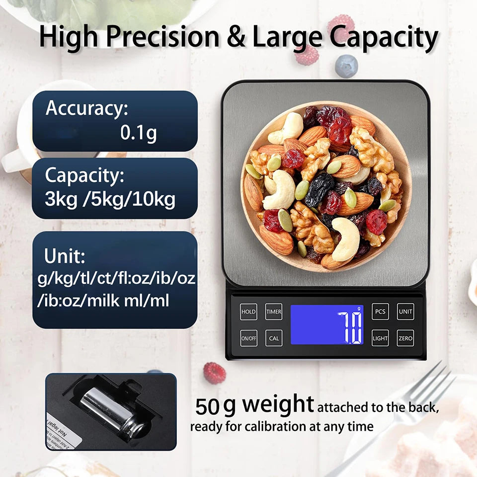 Digital Kitchen Scales Stainless Steel Weighing