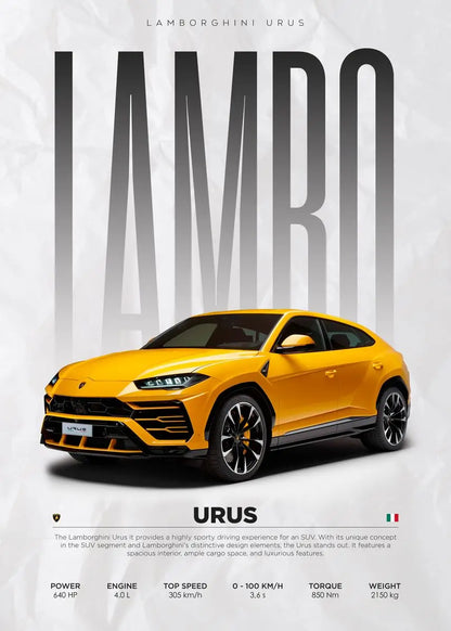 Luxury Super Car Race Cars Posters and Unframed Canvas Room Home Decor