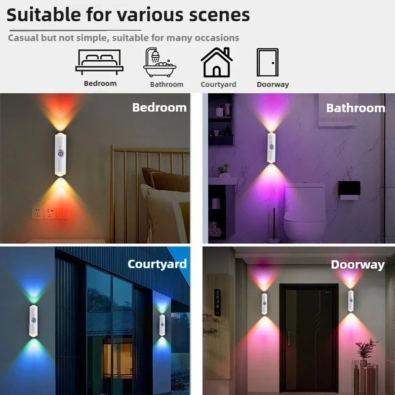 Smart RGB Gradient Night Light Magnetic Motion Sensor Rechargeable Wall Lamp