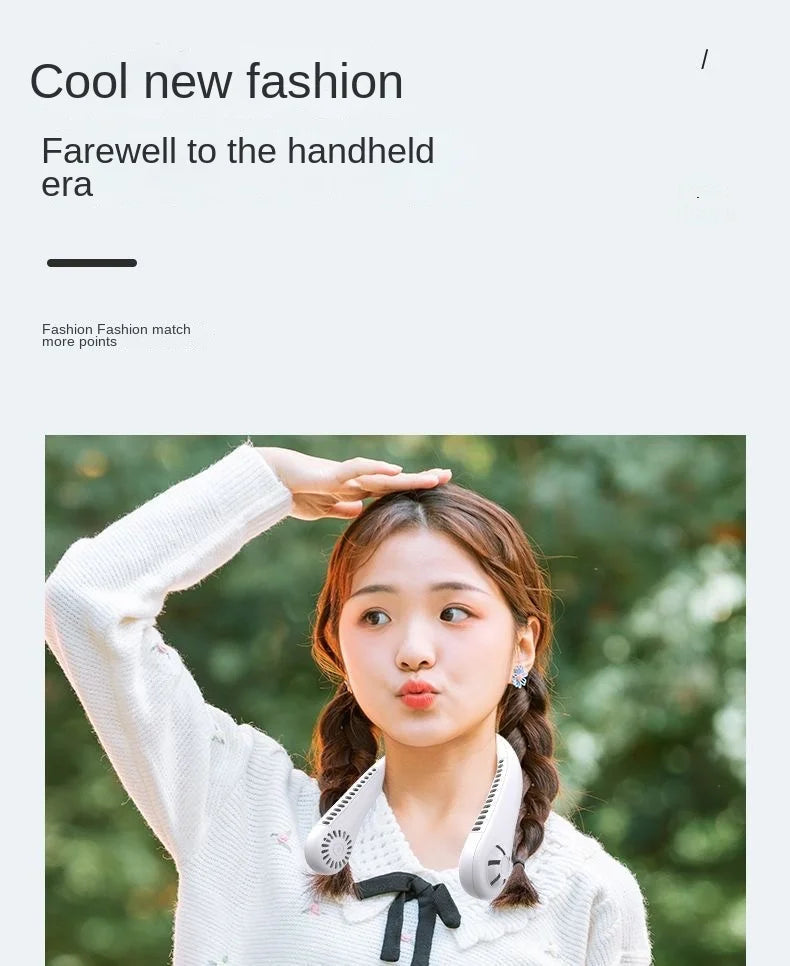 New Mini Neck Mounted Fan Portable Bladeless Neck Rechargeable Air Cooler