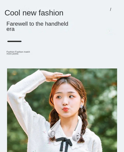 New Mini Neck Mounted Fan Portable Bladeless Neck Rechargeable Air Cooler