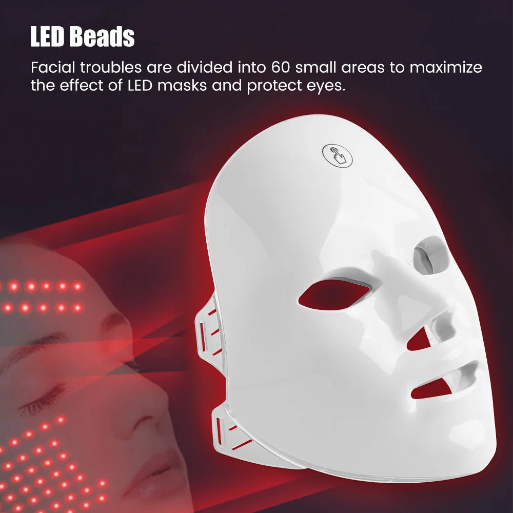 7-1 Colors LED Facial Skin Care Mask,Red Light Mask for Face