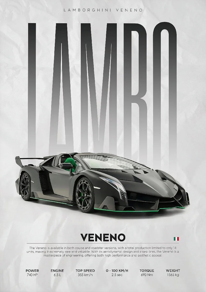 Luxury Super Car Race Cars Posters and Unframed Canvas Room Home Decor