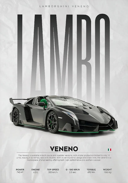 Luxury Super Car Race Cars Posters and Unframed Canvas Room Home Decor