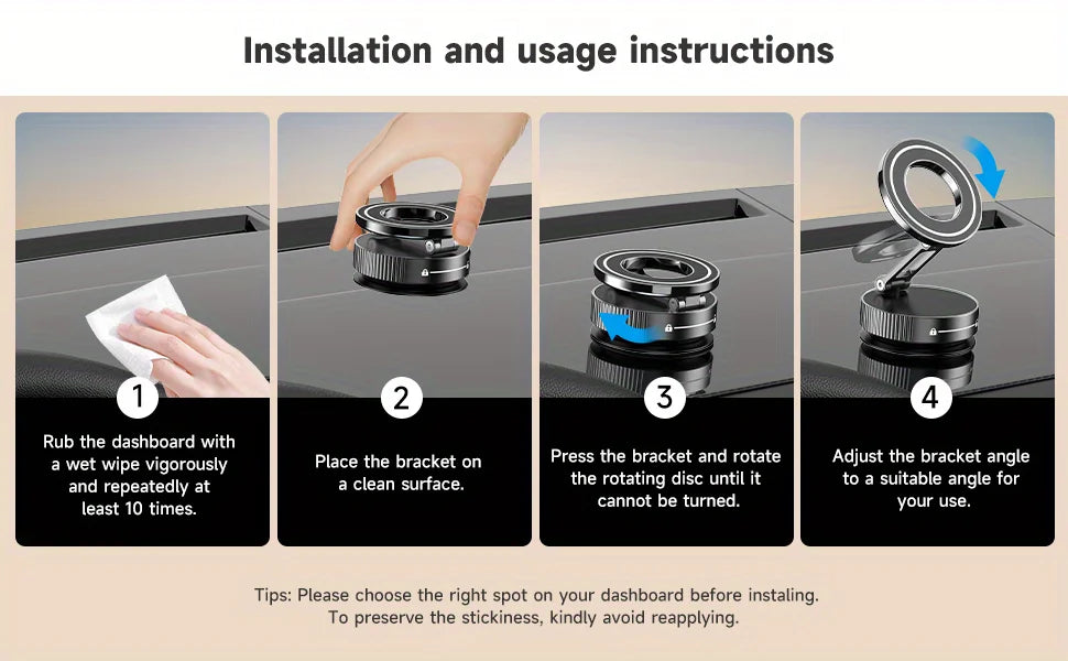Magnetic Suction Cup Phone Mount for Magsafe 360° Adjustable Magnetic Car Phone Holder