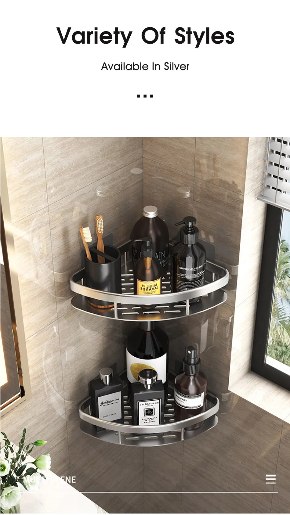 Bathroom Storage Rack  Wall Mount Corner Shelf