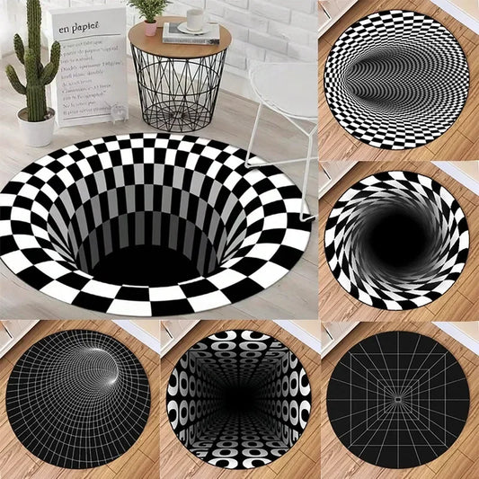 Round Carpet Mat New 3D Visual Illusion Spiral Rug