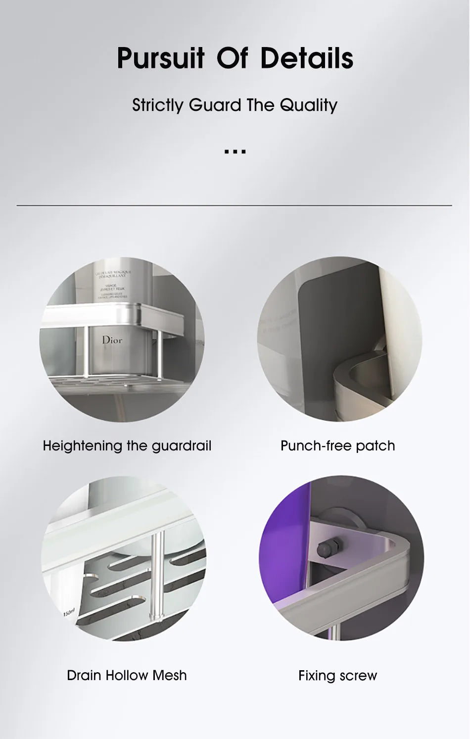 Bathroom Storage Rack  Wall Mount Corner Shelf