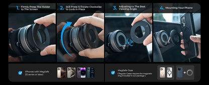 Magnetic Suction Cup Phone Mount for Magsafe 360° Adjustable Magnetic Car Phone Holder