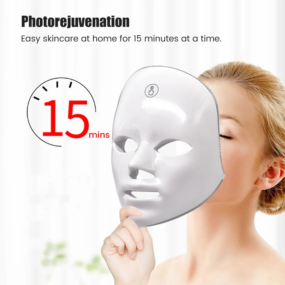 7-1 Colors LED Facial Skin Care Mask,Red Light Mask for Face