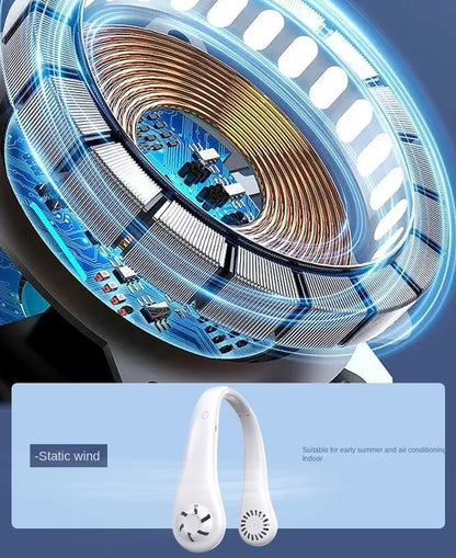 New Mini Neck Mounted Fan Portable Bladeless Neck Rechargeable Air Cooler