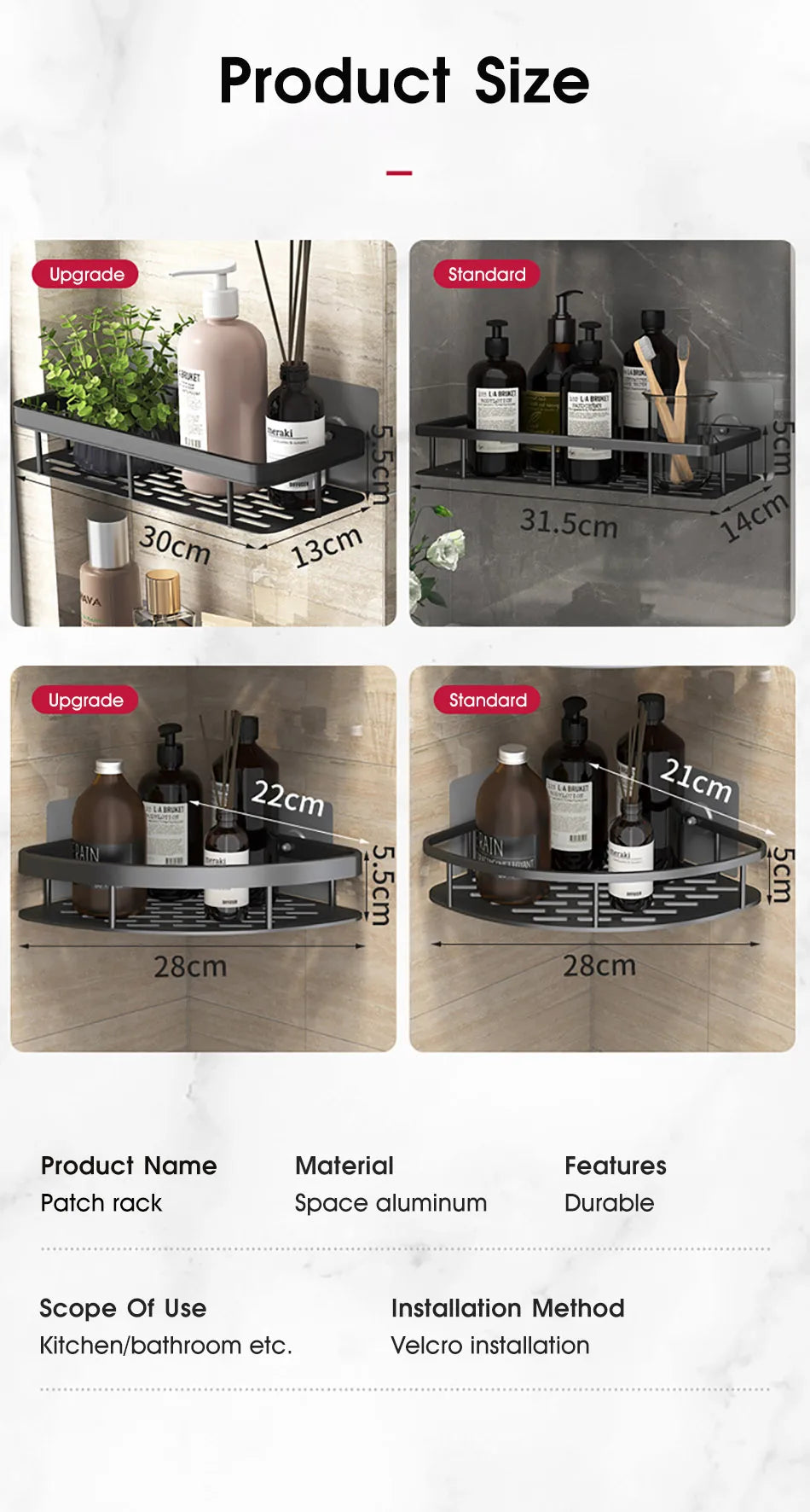 Bathroom Storage Rack  Wall Mount Corner Shelf