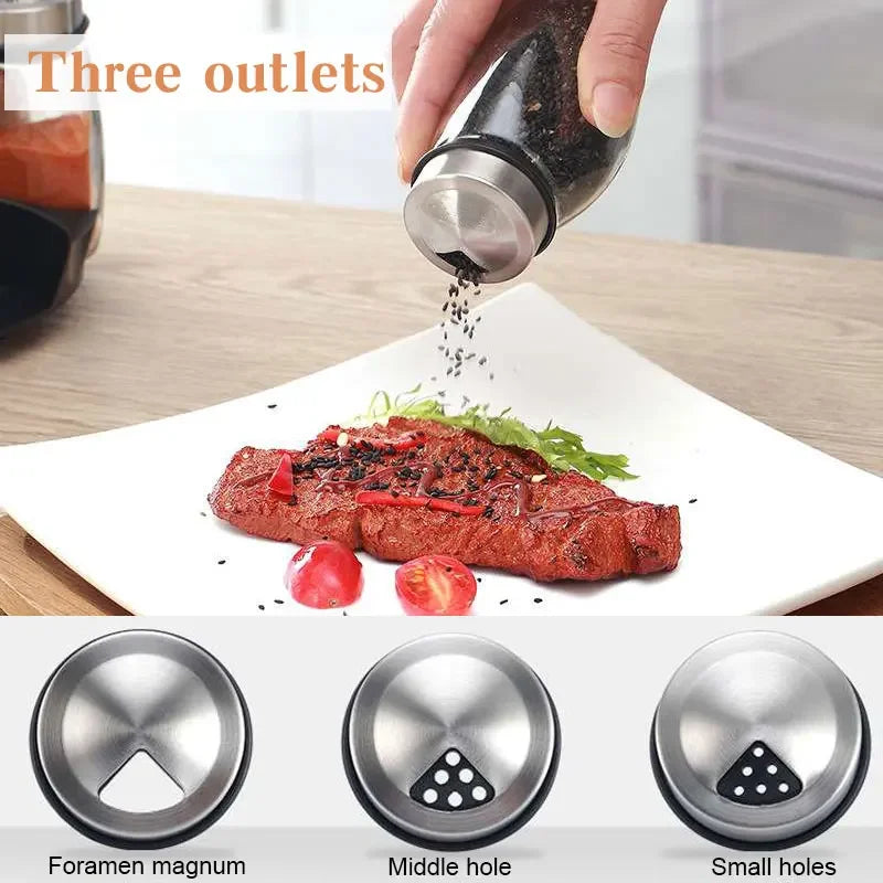 1/7pcs Spice Jar Set Rack Glass Organizer Rotating
