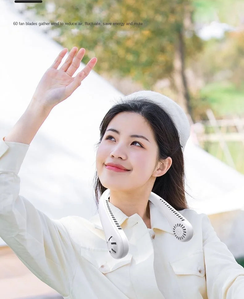 New Mini Neck Mounted Fan Portable Bladeless Neck Rechargeable Air Cooler