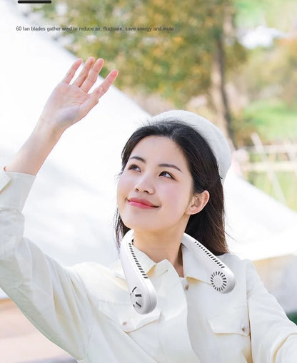 New Mini Neck Mounted Fan Portable Bladeless Neck Rechargeable Air Cooler