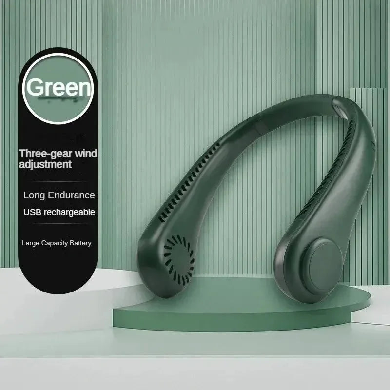 New Mini Neck Mounted Fan Portable Bladeless Neck Rechargeable Air Cooler